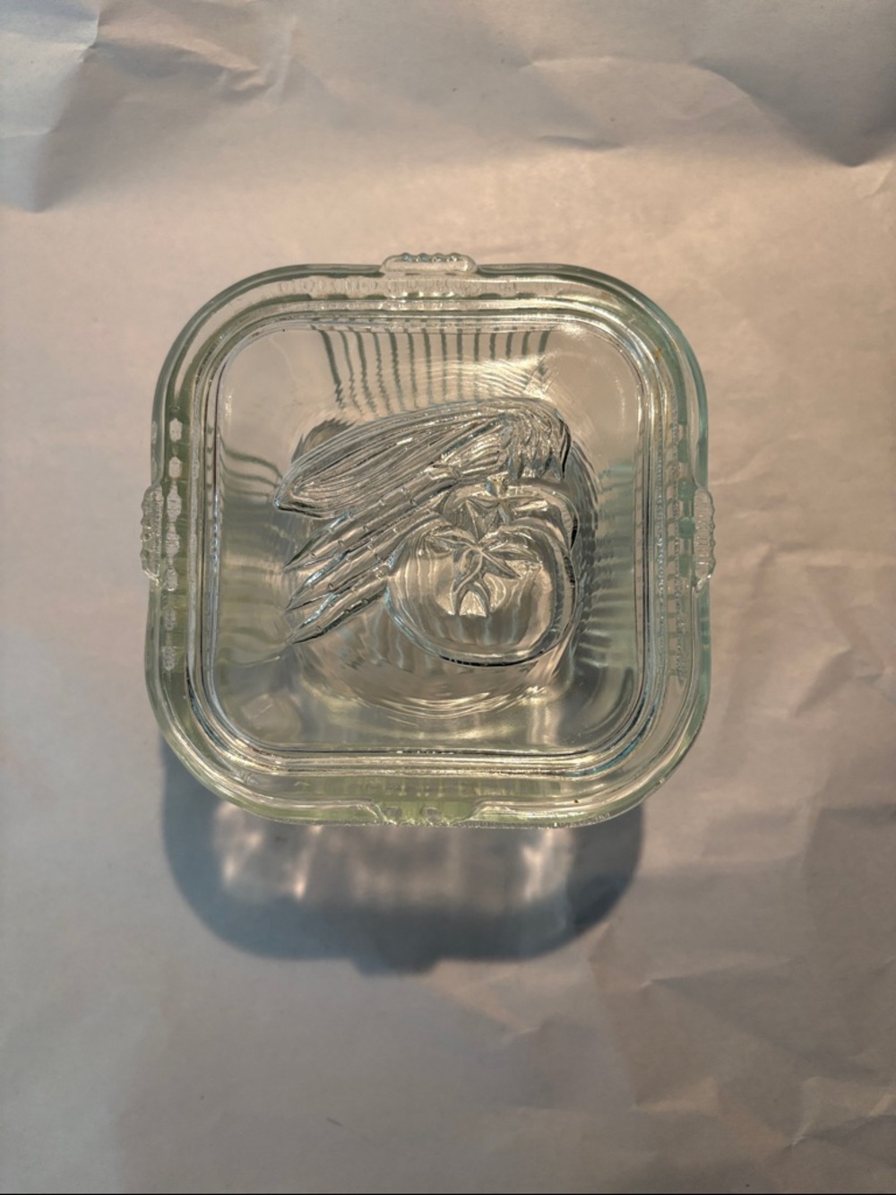 Federal Glass Refrigerator Clear Glass Vegetable Decorative Covered Dish